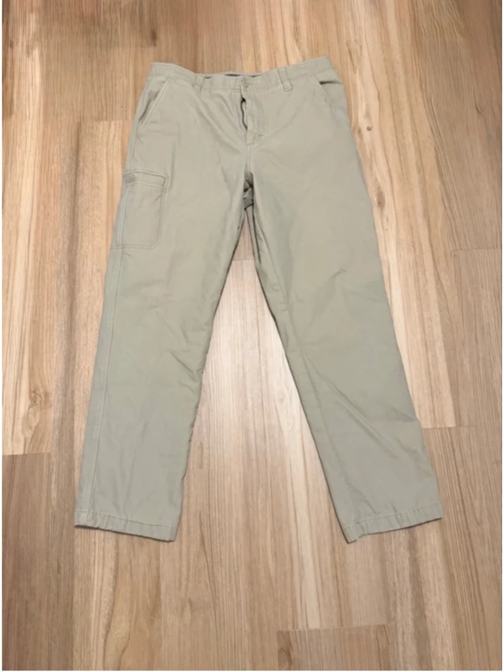 beige L.L.Bean pants feature a durable cotton corduroy exterior and a soft, line